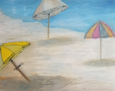 Hiding - Umbrellas on beach