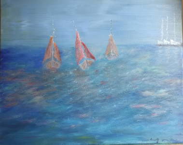 Storm Jib - Three sailboats